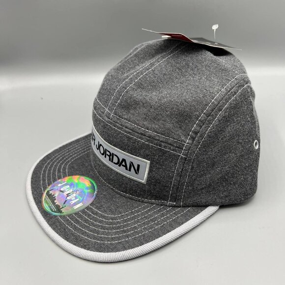 Air Jordan Hat Men Gray 5 Panel Jumpman Strap Back Cap New - Picture 2 of 8